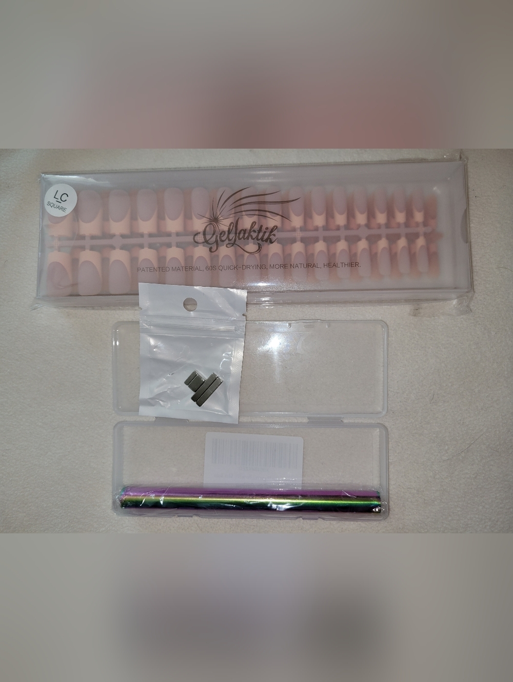 Gelaktik French Tip Quick-Drying Press-on Nails+ Magnetic Wand Boxed 4 Tips